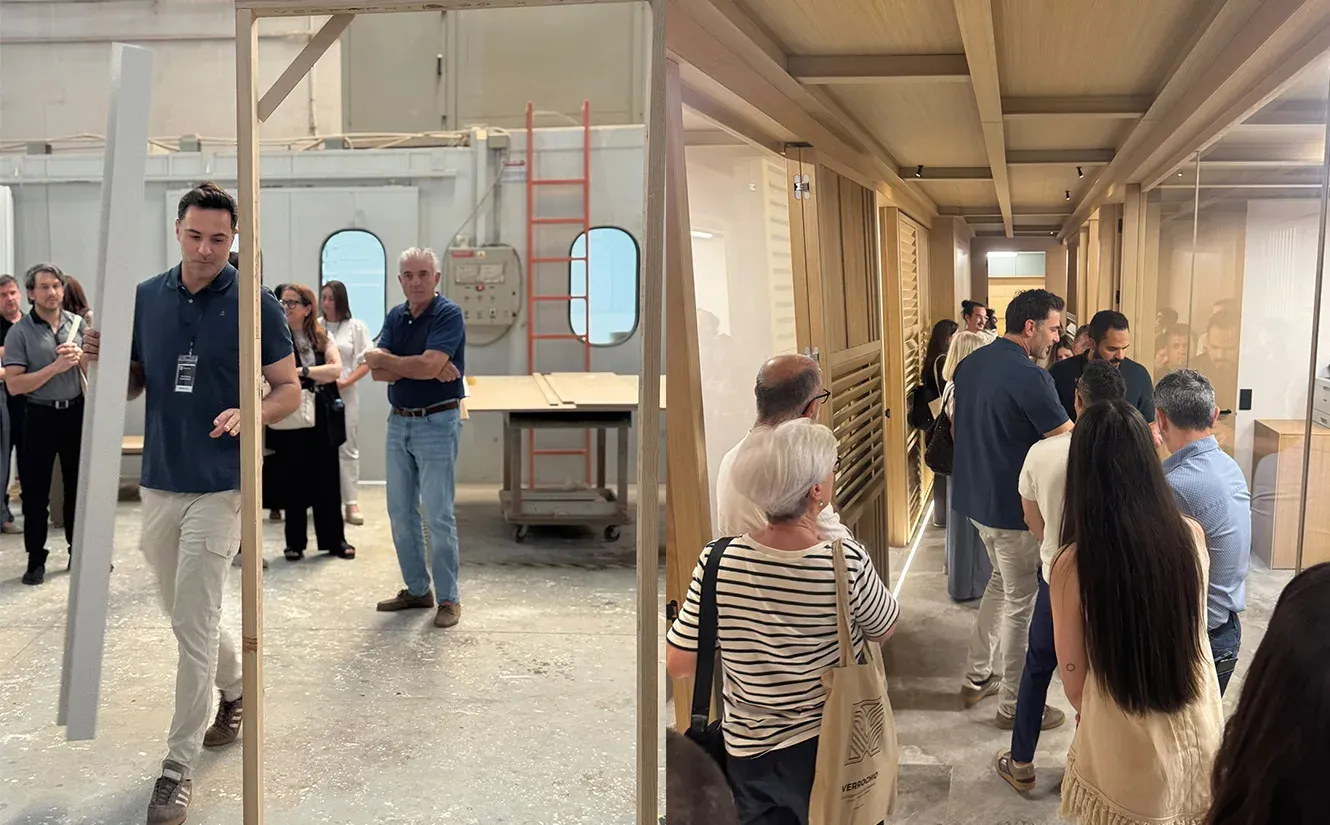 José Diego Hernández, CEO of Verrochio, explaining the benefits of the phenolic door frames